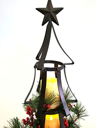 Rustic Lighted Christmas Tree with Flameless Candles - 1.5ft Holiday Centerpiece