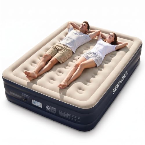 SENNOUL Queen Air Mattress with Built-in Pump 18-Inch Raised Blow Up Bed, 800lb Capacity