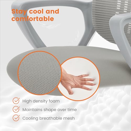 Ergonomic Mesh Office Chair Grey 18.5" Fixed Arm - Sweetcrispy
