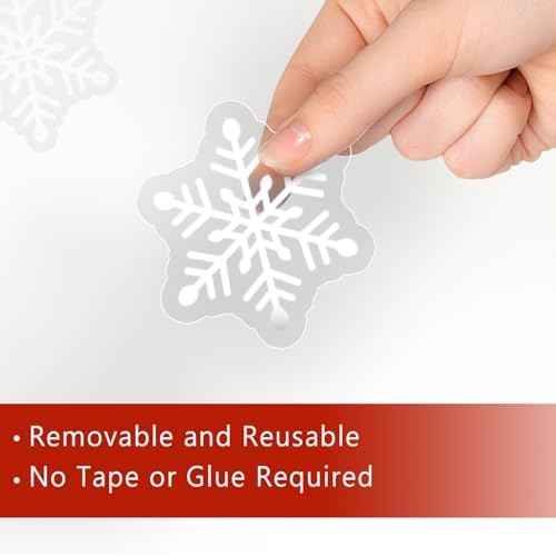 Mfault Christmas Snowman Window Clings, Xmas Snowflakes Snowballs Stickers Decals Decorations, Winter Holiday Gifts Peppermint Candy Cane Home Kitchen Decor