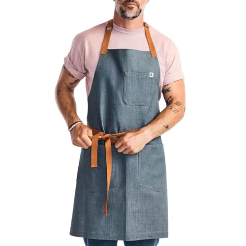 Hedley & Bennett Essential Chef Apron Cedar Blue - Professional Kitchen Wear