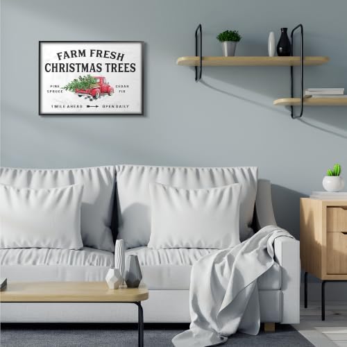 Farm Fresh Christmas Trees Red Truck 24 x 30in Framed Giclée Print – Black 30" L x 24" W