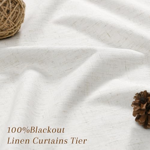 Nanspring Extra Long 100% Blackout Linen Curtains 108 Inch Length