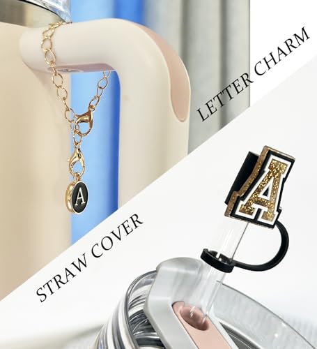 Nuozme 3PCS Personalized Letter Silicone Straw Covers G/Simple for Stanley 30&40 Oz Tumblers