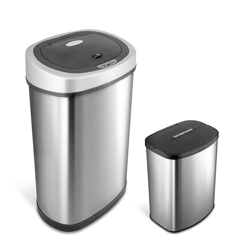 Niestars Touchless Motion Sensor Trash Can Set 13.2 Gal & 2.1 Gal Stainless Steel