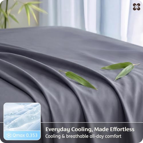 Dark Grey King Size Rayon Derived from Bamboo Sheet Set - Cooling & Silky Soft
