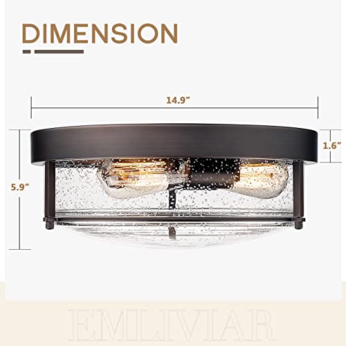 Farmhouse Ceiling Light Fixture - Oil-Rubbed Bronze, 15 Inch, 3-Light Outdoor Indoor