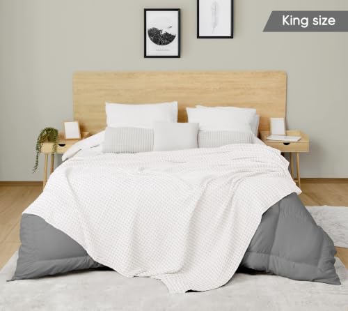 King Size Cotton Waffle Blanket - White, 90x108 Inch, Cozy & Breathable