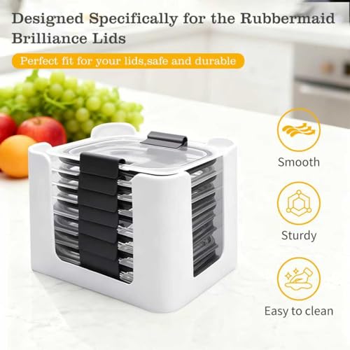 White 3-Piece Food Storage Container Lid Organizer for Rubbermaid Brilliance - Stackable & Durable
