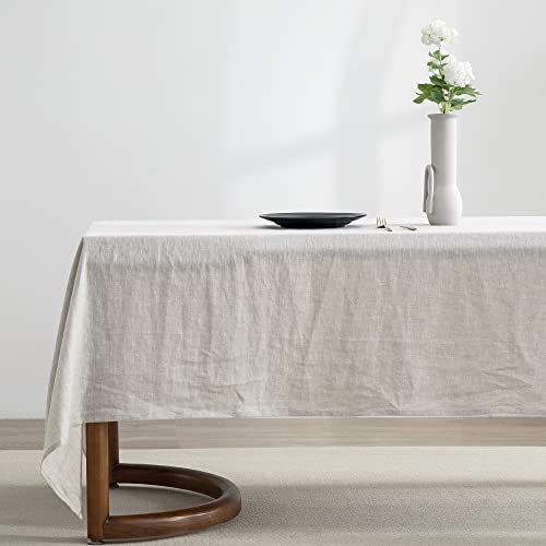 Natural Linen Rectangle Tablecloth 120x60 Inches for Dining & Events - Machine Washable, Elegant Rustic Decor