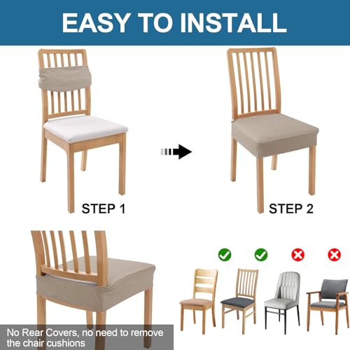 Smiry Waterproof Dining Chair Seat Covers Set of 6 - Taupe