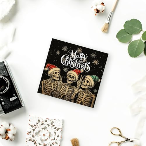 Laveliabel Gothic Christmas Skeleton Santa Wooden Sign - 5x5 Inch, Color 8