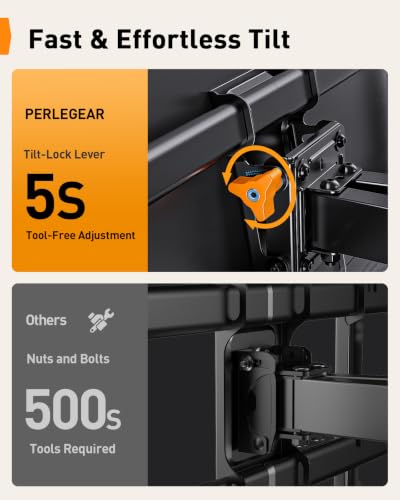 42-90 Inch Full Motion TV Wall Mount for 132lbs on Wood Studs without LED - Perlegear