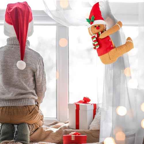 Gingerbread Christmas Tree Topper Decorations,Gingerbread Ornament Doll Tree Hugger Decor for Curtain Wine Bottle Christmas Tree Holiday Home Decor, 11" x 15"