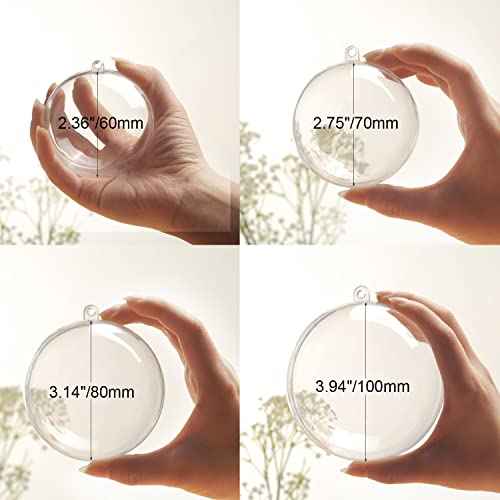 10 Pcs 2.75 inch Filling Transparent Plastic Decorative Call DIY Craft Ball Transparent Ball Christmas, Birthday, Wedding, Party and Home Decoration Ornaments ((2.75"/70mm))
