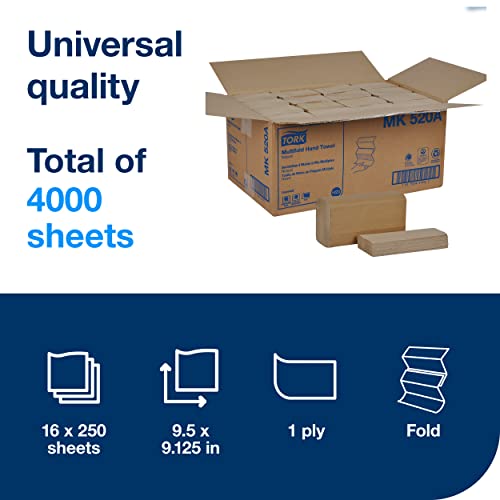 Tork H2 Multifold Hand Towels - Natural, 16 Packs x 250 Sheets, Eco-Friendly