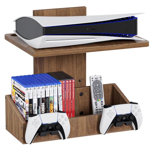 Floating TV Wall Shelf with Video Game Storage & Controller Holders