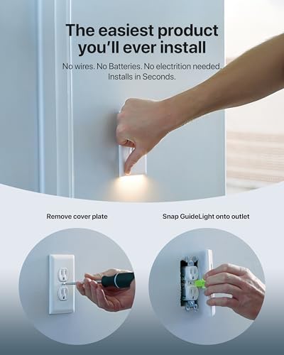 2 Pack GuideLight Night Lights for Duplex Outlets - White - Auto On/Off Sensor
