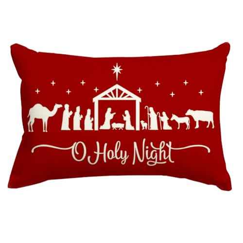 RABUSOFA Christmas Pillow Covers 12x20 Inch,Christmas Pillows Decorative Throw Pillow,O Holy Night Pillow Cases,Red Cushion Covers Decor Xmas Holiday Couch Sofa Cross Joy(22)