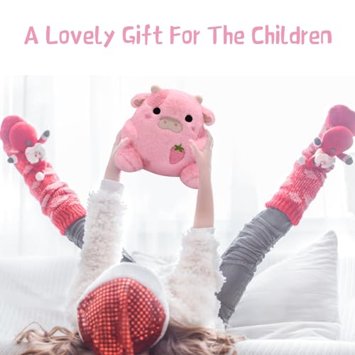 Strawberry Cow Plushie Pillow Cow Stuffed Animal Toys,Cute Strawberry Cow Plush Home Decorations, Soft Stuffed Cows Doll Lovely Gifts for Kids