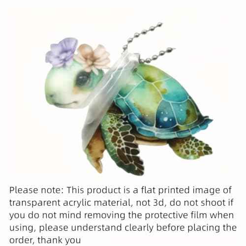 Maciebelle Rear View Mirror Accessories, Sea Turtle Gifts, Christmas Ornaments for Tree, Mirror Hanging Car Interior Accessories, White Elephant Gifts for Women