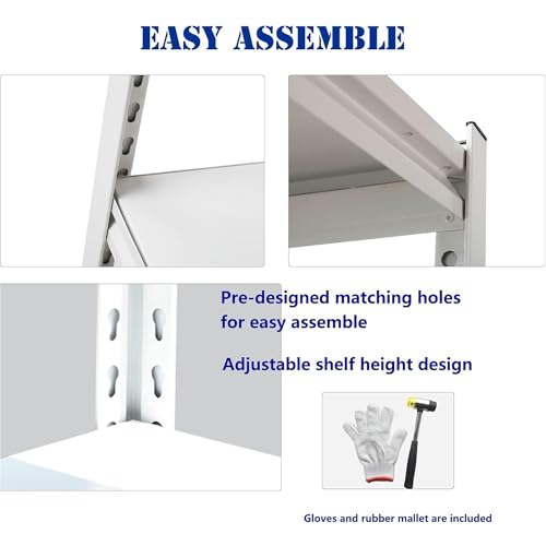 Elitehouse White 3-Tier Heavy Duty Metal Garage Shelving - Adjustable Storage Rack