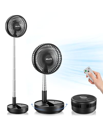 Belife X8 Portable Oscillating Camping Fan - Black, Rechargeable, Remote Control