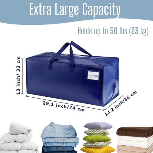 Blue VENO 8 Pack Heavy Duty Moving Bags with Backpack Straps & Handles, Extra Large Storage for Dorm & Moving