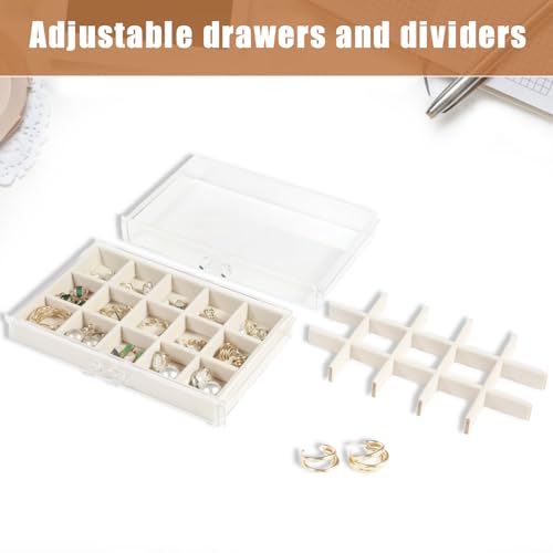 GUOER Acrylic Earring Organizer Jewelry Box 5 Drawers Warm White