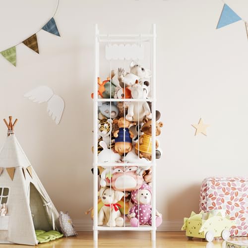 Large Stuffed Animal Storage Organizer 15.8W x 15.8D White Toy Cage for Playroom