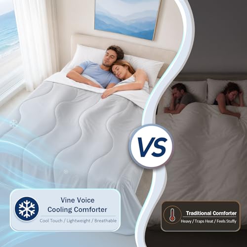 Cooling Comforter for Hot Sleepers, Queen 90x90, Silver Gray
