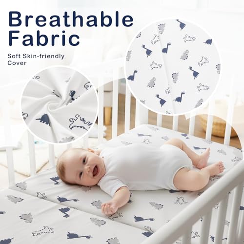 Portable Baby Playard Mattress 38x26x3 Inches with Waterproof Cover - White, One Size