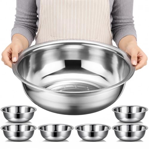 TreeHac 6-Piece Stainless Steel Mixing Bowls Set - 13 Inch, 7 Qt Large Capacity