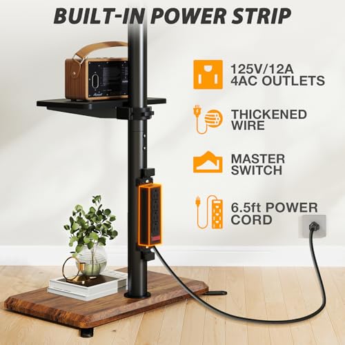 TVON Floor TV Stand with Power Outlet for 32-65 Inch TVs - Black & Walnut
