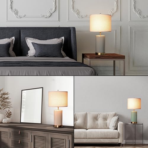 Rechargeable 24-Inch Ceramic Table Lamp with Dimming - Cream White