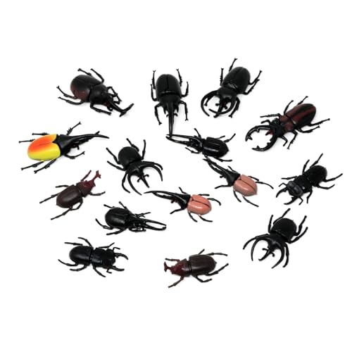 yueton 15PCS Lifelike Simulation Plastic PVC Beetle Halloween Beetle Figurine Beetle Figures Artificial Beetle Bug Decorations Realistic Fake Animal Models Ornaments for Home Party Decorations