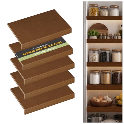 Walnut Bamboo Wire Shelf Covers 24x16 Inches 5-Pack - ClimbHope