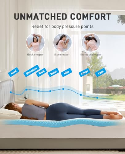 PERLECARE Full Size Mattress Topper 4 Inch Dual Layer Cooling Gel Memory Foam with Pillow Cover