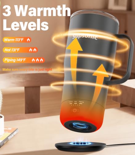 Supsonic 20oz Electric Heated Coffee Mug - Space Gray, Temperature Control