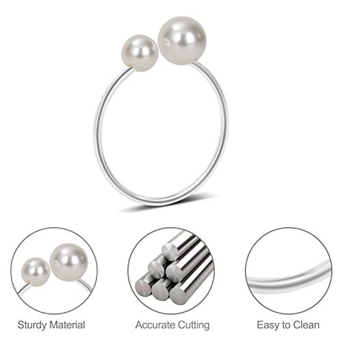 KPOSIYA Pearl Napkin Rings Set of 100 Silver Holder for Table Decor