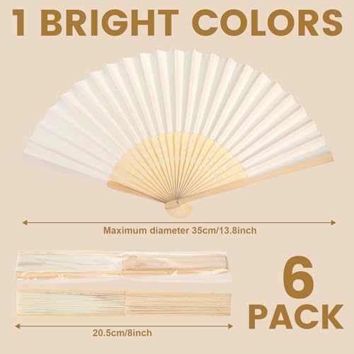 White Paper Fans Set of 60 for Weddings and Events - Foldable Handheld Fans