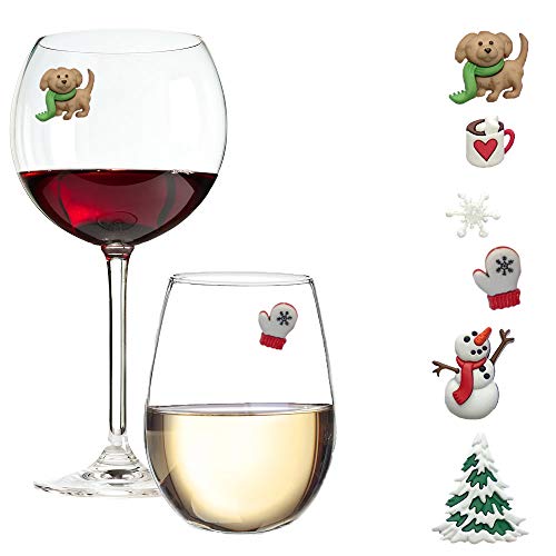 Simply Charmed Winter Cocoa Magnetic Wine Glass Charms Set of 6 Christmas Holiday