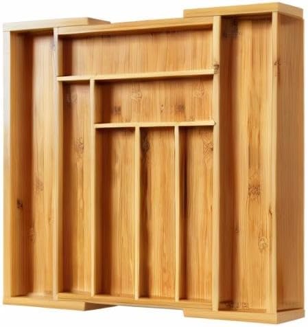 Pipishell Bamboo Drawer Organizer - Adjustable Utensil Holder & Cutlery Tray | Versatile Wood Dividers for Kitchen & Home