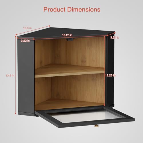 Goozii Double Layer Corner Bread Box - Black 2-Tier Countertop Storage