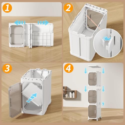 White 2-Tier Slim Bathroom Storage Cabinet - Foldable & Movable