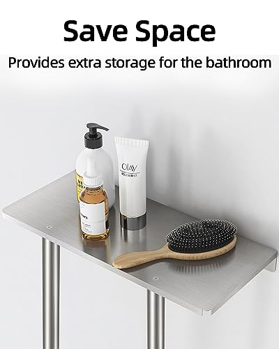 Wall-Mounted Bathroom Towel Rack with Metal Shelf - Brushed Nickel, 30 Inch, Holds 6 Large Towels