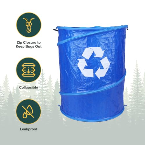 Pop-Up Collapsible Trash & Recycle Can Set - 29.5 Gallon Camping & Travel Bin