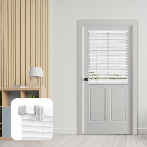 Magnetic Mini Blinds for Metal Doors - 1 Inch Cordless Room Darkening, 25x42 Inches, White (Variation of THIS listing)