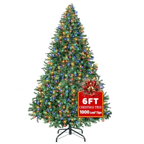 DNKMOR 6FT Artificial Christmas Tree with Lights, Full Fir Look, Easy Assembly