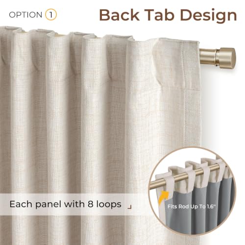 INOVADAY 4-Panels Linen Blackout Curtains 42W x 84L Set of 4 - Cream